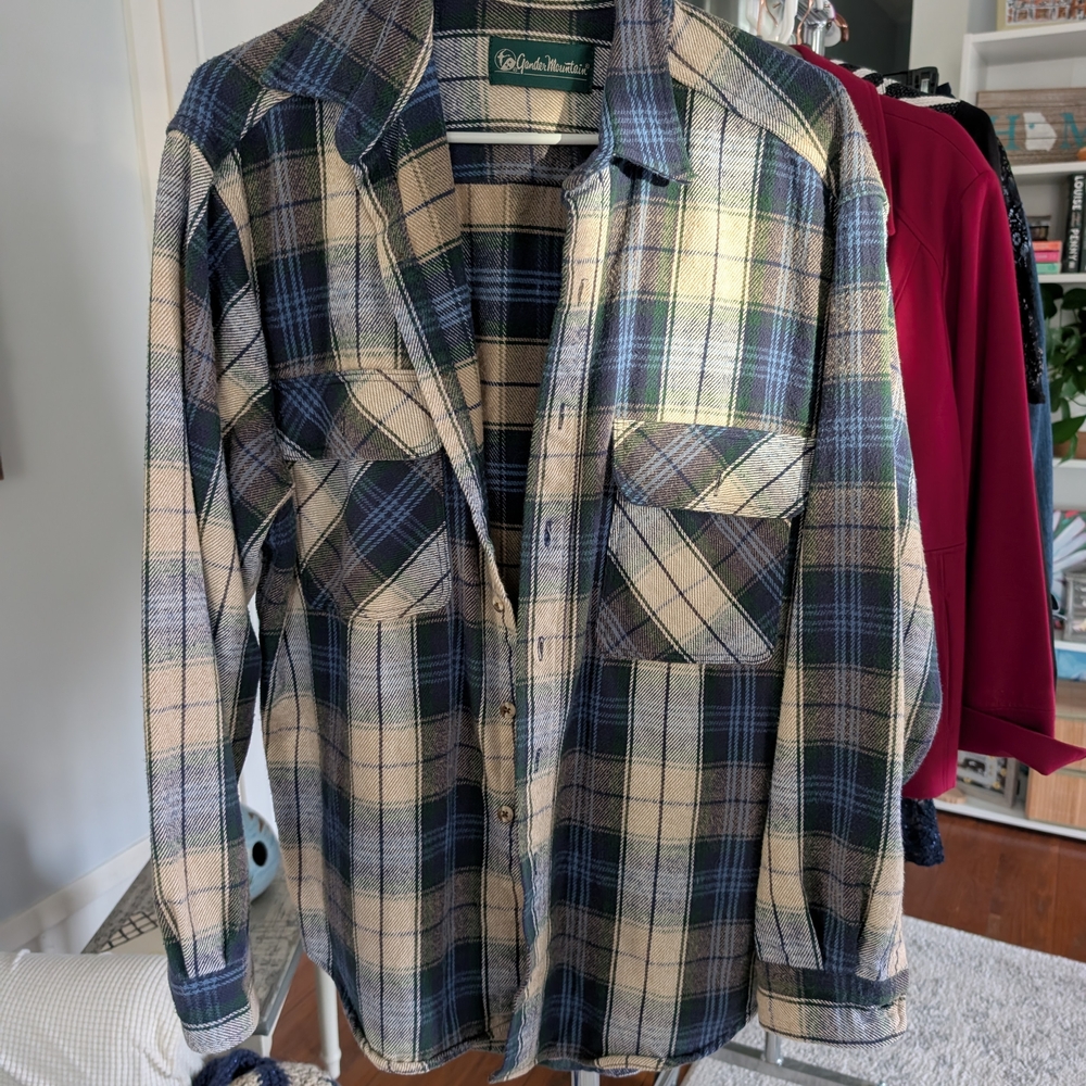 Gander Mountain Blue and Cream Plaid Shirt